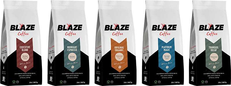 Blaze Coffee Roasters Family of Whole Bean Coffee