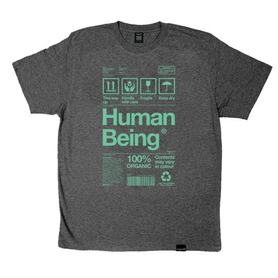 Human Being T-shirt - Dark Grey Heather/Green – Origin68