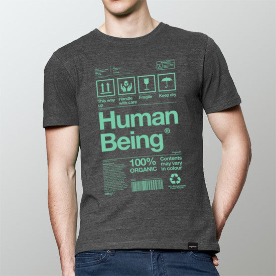 Human Being T-shirt - Dark Grey Heather/Green – Origin68