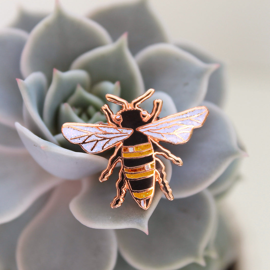 Download Rose Gold Honeybee Enamel Pin - rosebudcasson