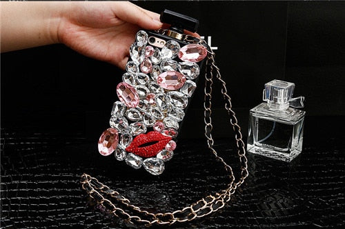 Dower Me Crystal Diamond Kiss Perfume Bottle Case For Iphone X 8 7 6s Skv Cases And Covers