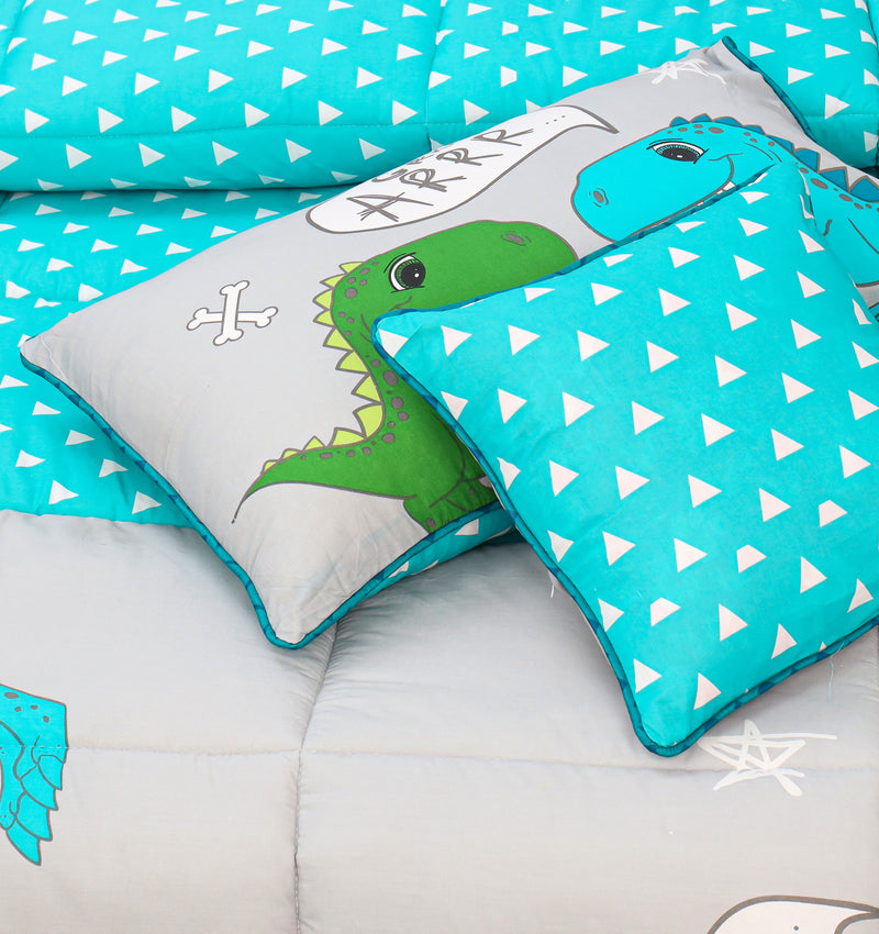 3 Pieces Single Cartoon Reversible Bed Spread Set - Baby Shark
