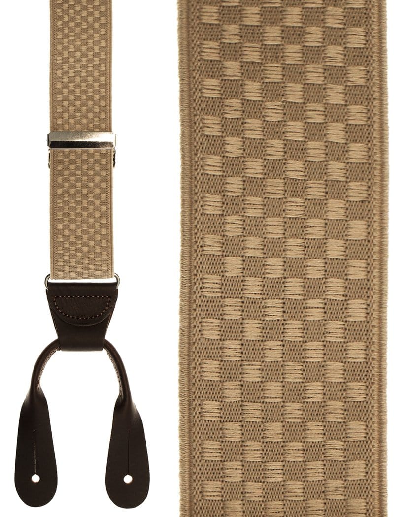 "Beige Checkers" Suspenders - NecktiesInStock.com product image