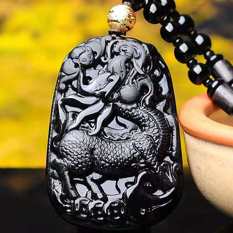 Pixiu Pendant Obsidian Talisman Necklace – Taikong Sky