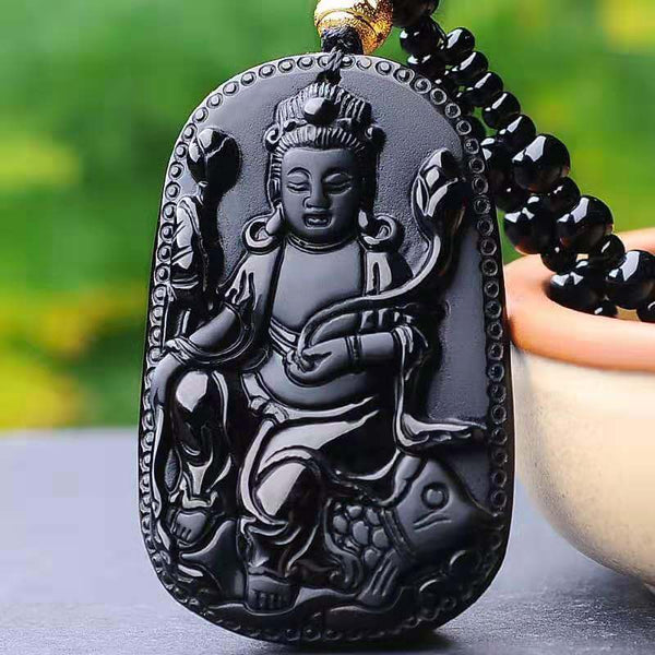 Yulan Guanyin Pendant Obsidian Talisman Necklace – Taikong Sky