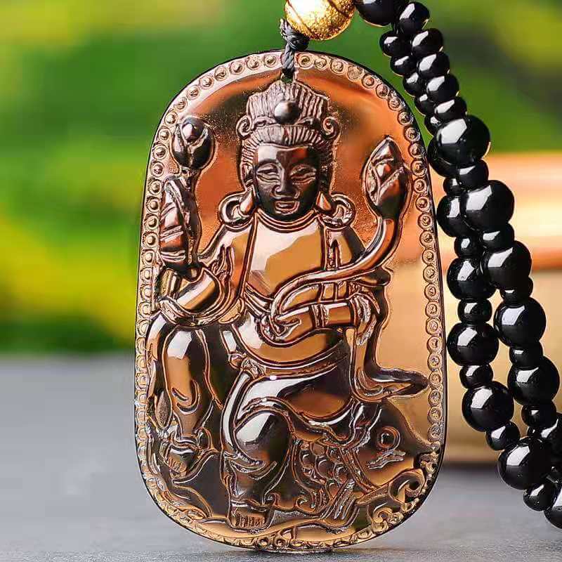 Yulan Guanyin Pendant Obsidian Talisman Necklace – Taikong Sky