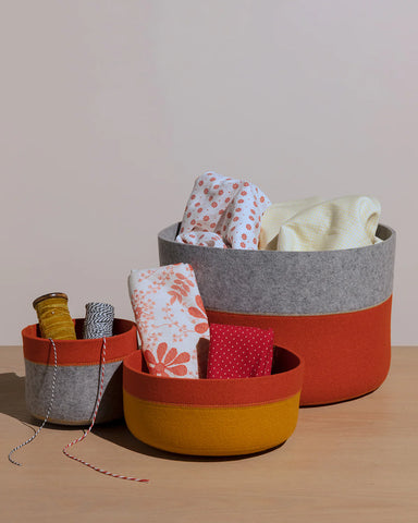 Merino wool felt bins, housewarming gift ideas
