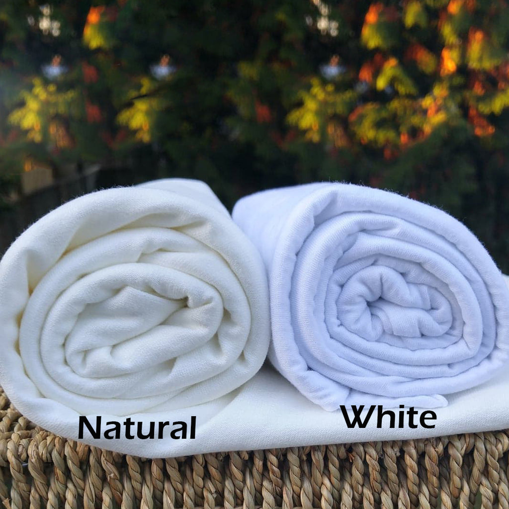 White Organic BAMBOO Cotton Jersey Fabric by the Yard or Wholesale