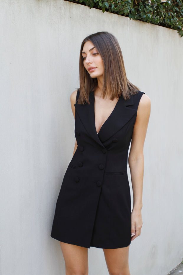 black blazer dress sleeveless