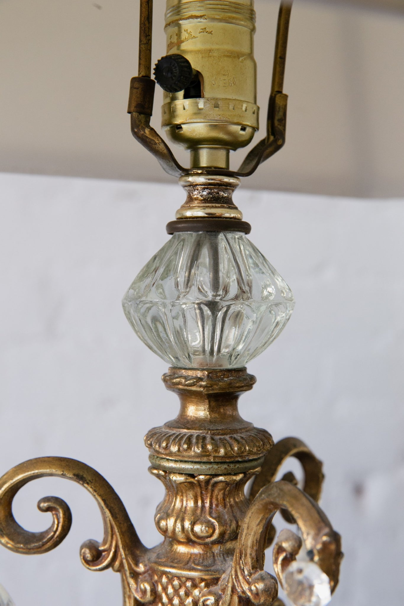 vintage brass and glass table lamp