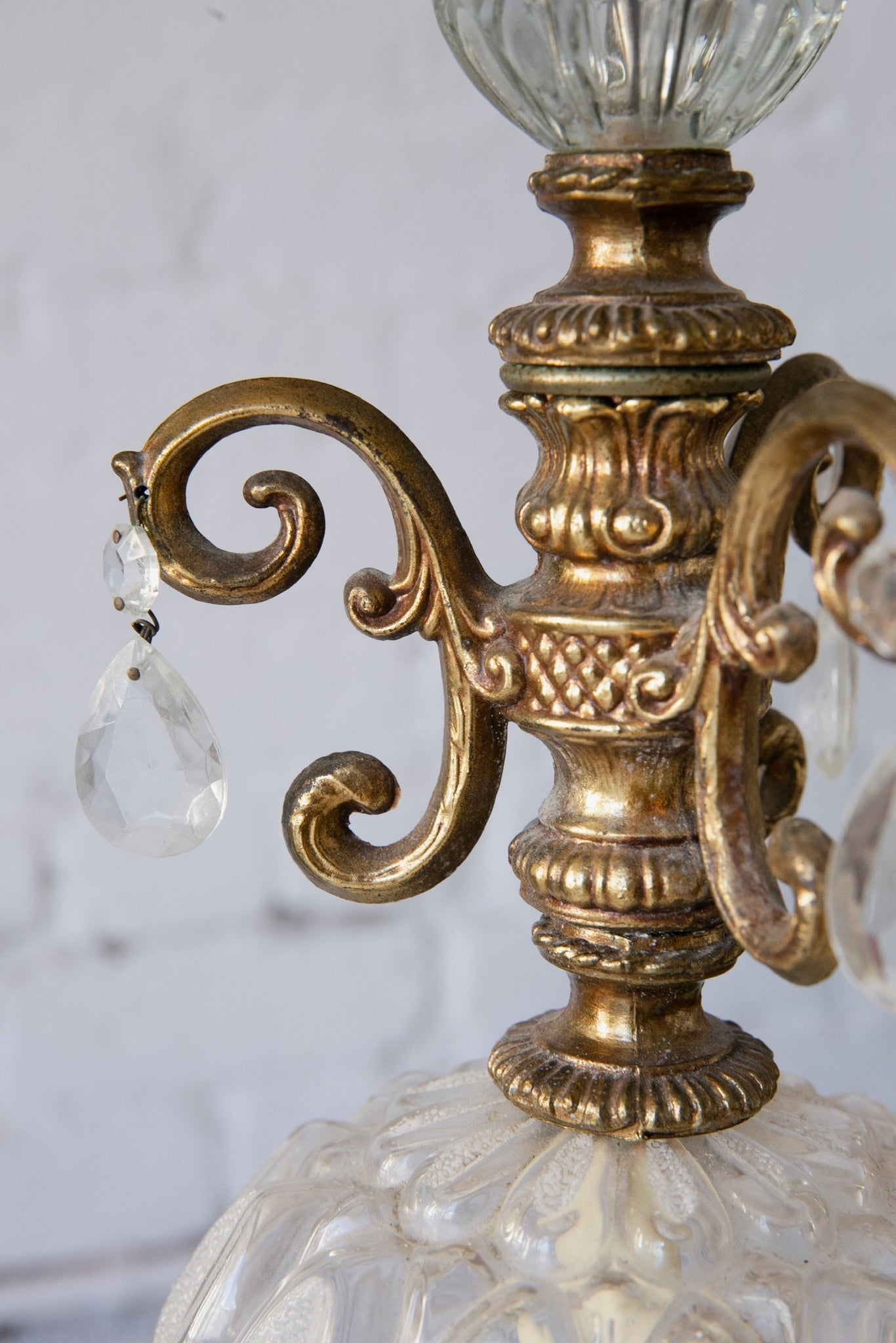 vintage brass and glass table lamp