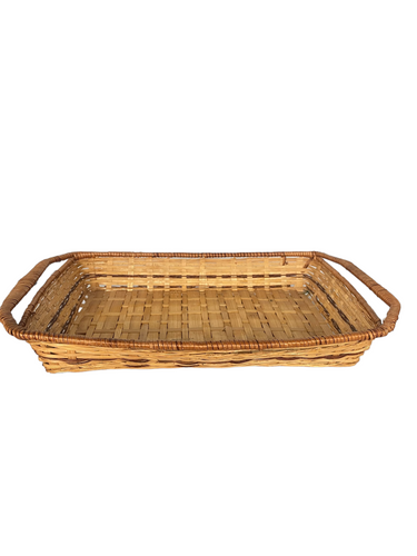 Vintage Rattan Woven Straw Flat Basket # 2 – Sunbeam Vintage