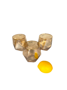 Set of 3 Geometric Amber glasses