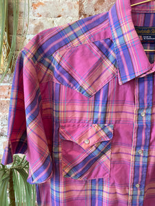 Pink Plaid Button Up Shirt (17.5)