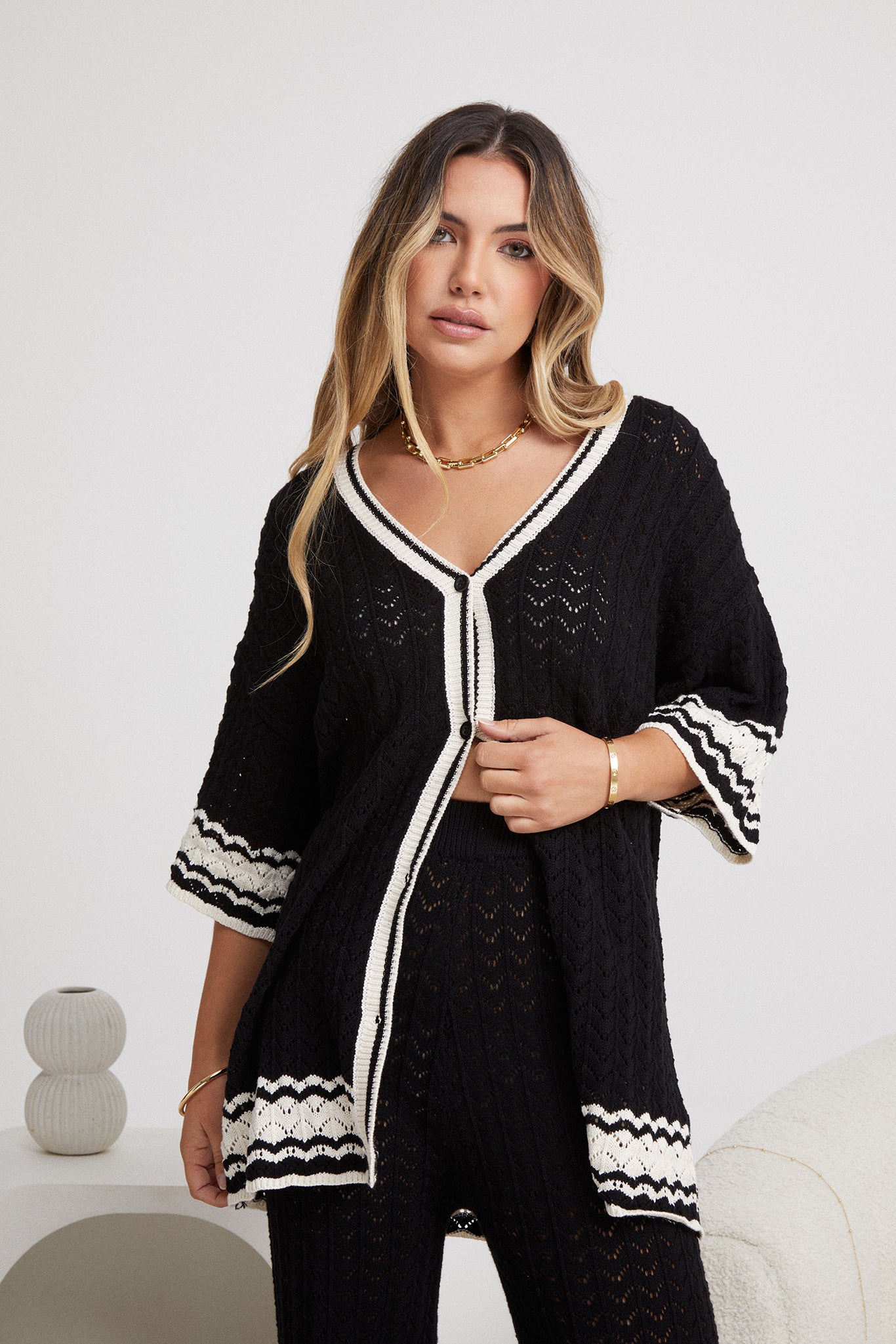 Cresydda Knit Top - Black Multi