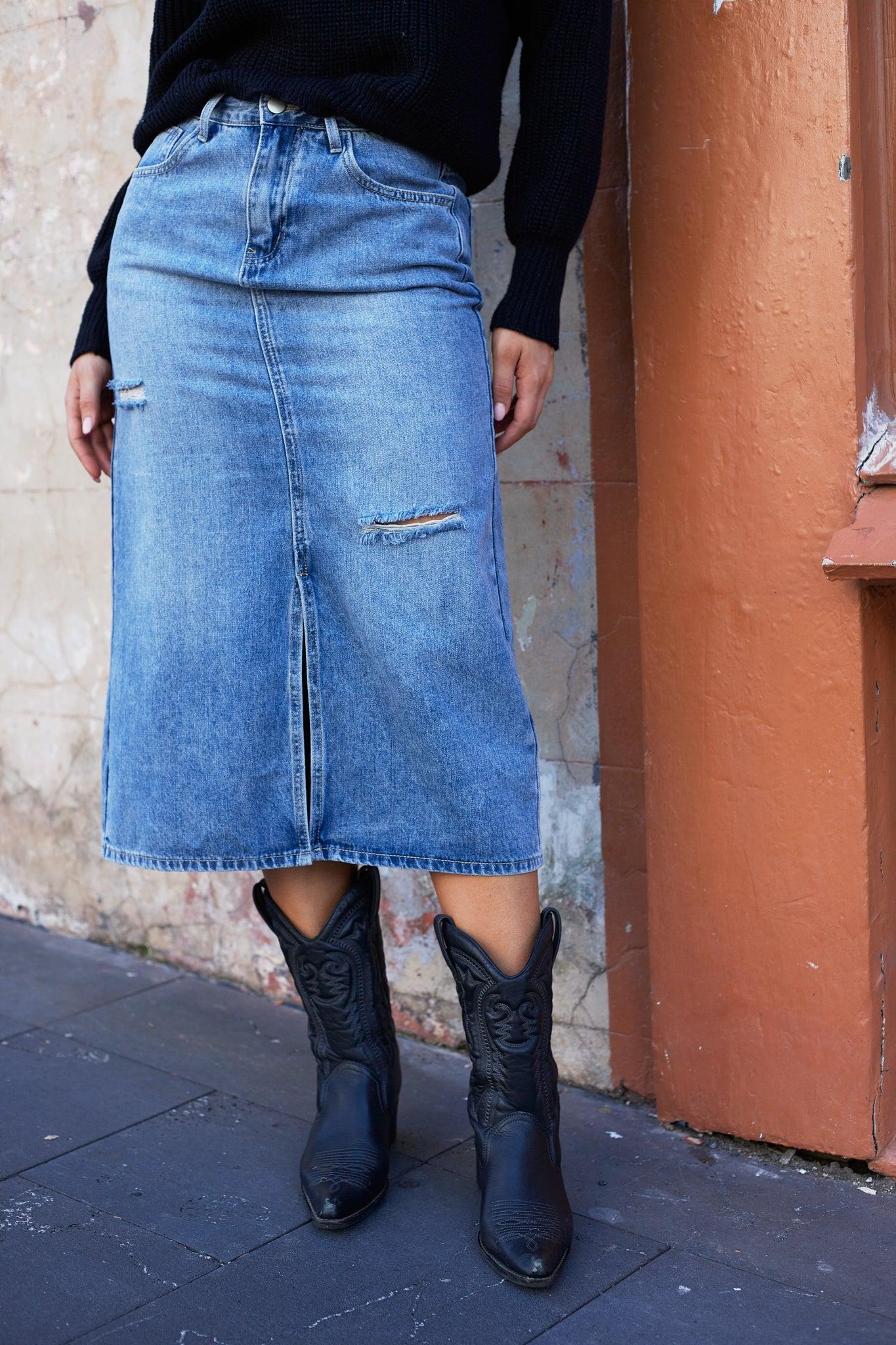 Abilane Skirt - Blue Denim