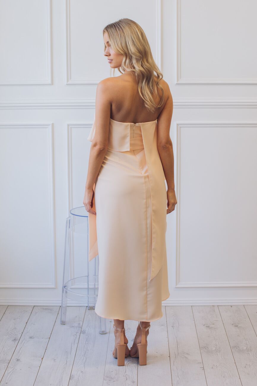 Fleur Strapless Dress - Apricot