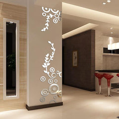 Creative Circle Ring Vine Acrylic Crystal Mirror Wall Stickers Diy 3d Decal Wall Home Decor Bedroom Living Room Wallpaper Decoration