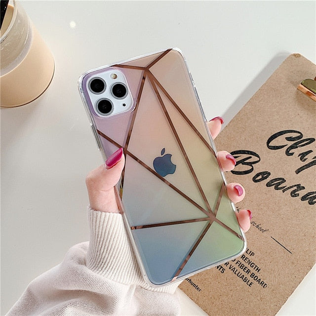 Geometric Electroplate Clear Gradient Phone Case Cover For Iphone 11 P Kalsord