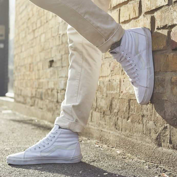 vans sk8 hi white on feet