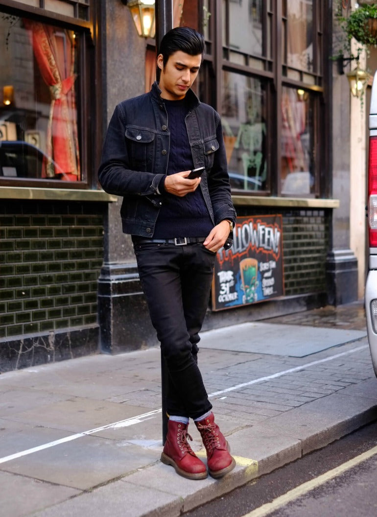 dr mafrtens boots jeans street style jacket