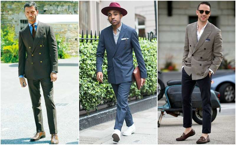 men in double breasted suit streetstyle