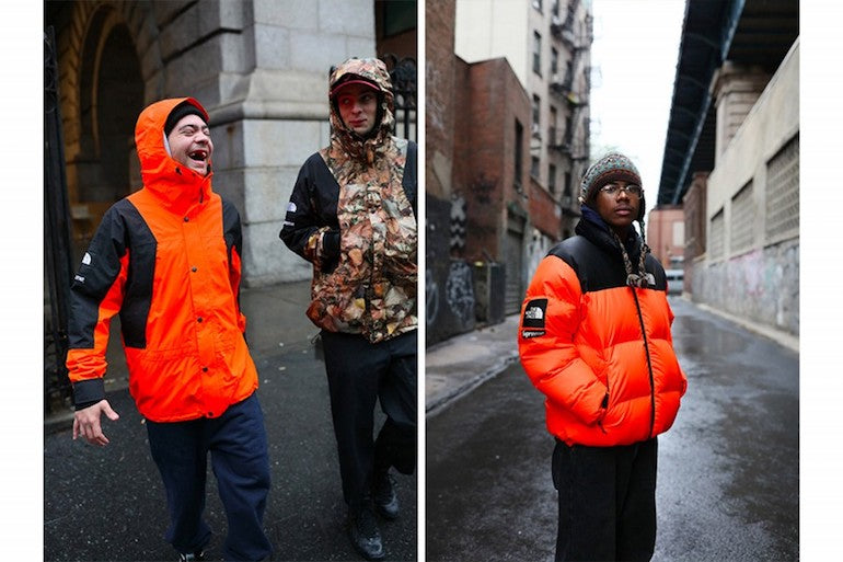 supreme x north face orange jacket