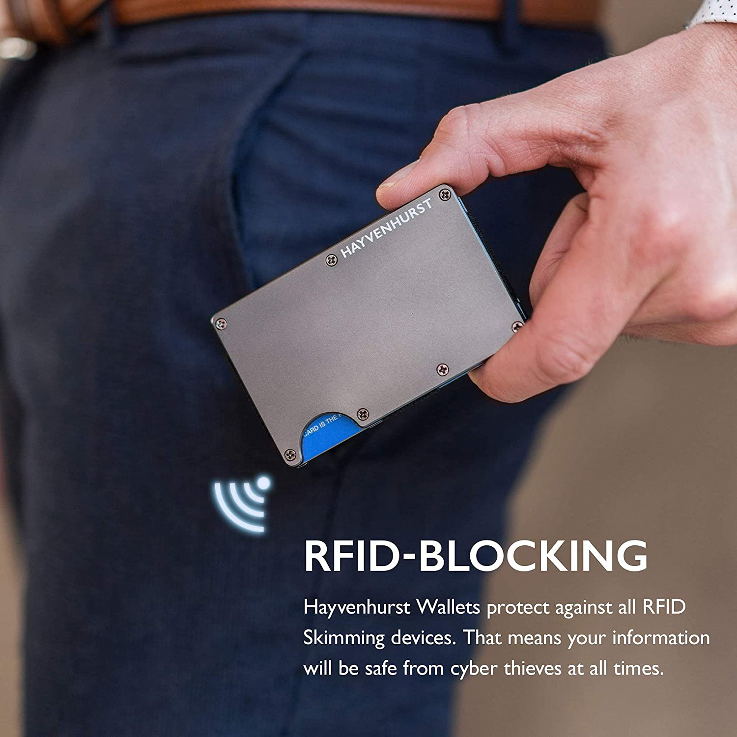 Hayvenhurst Slim Minimalist Front Pocket RFID Blocking Metal Wallets f ...