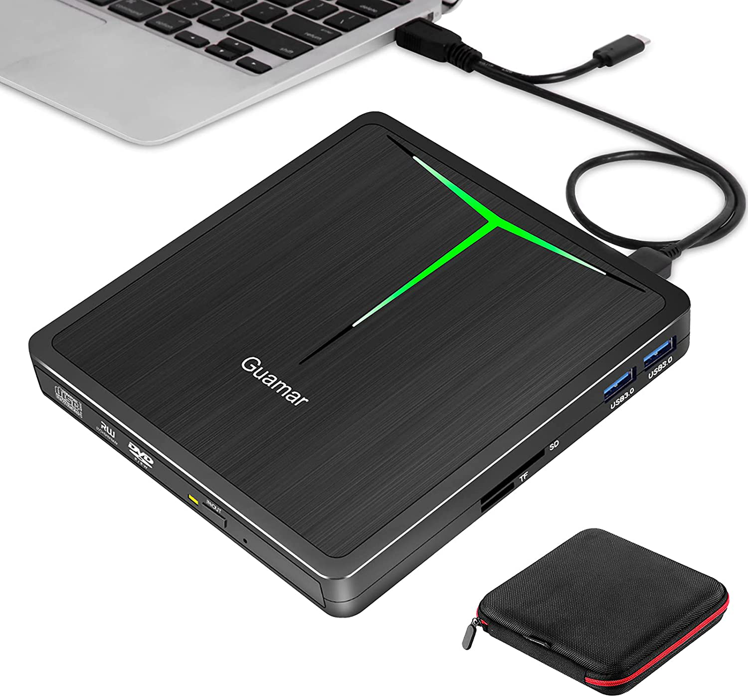 External DVD Drive Guamar 5 in 1 USB 3.0 USB C CD/DVD +/ RW Burner Wr