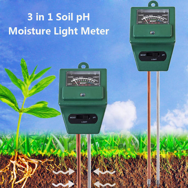3 in 1 Garden Soil Analysis Tester Hygrometer Acidity PH Light Test