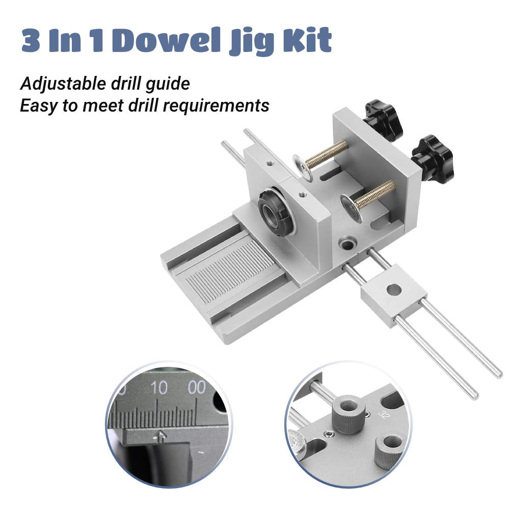 3 in 1Dowel Jig Kit, Self Centering Dowel Jig, Drill Guide Tool,Drill ...