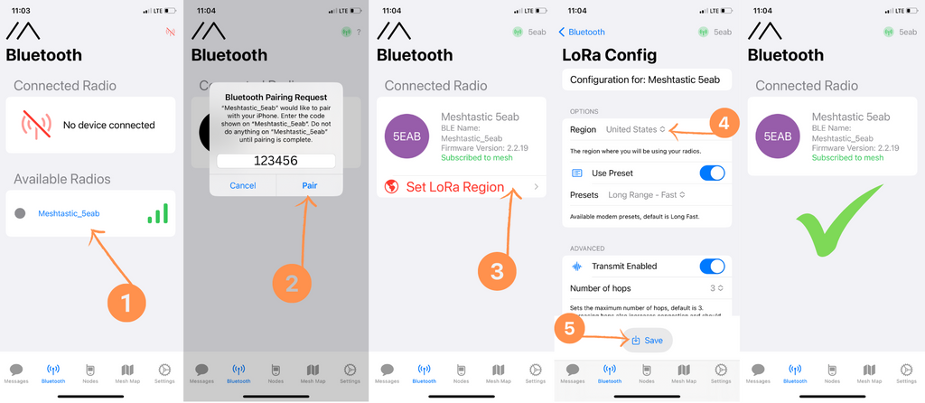 iPhone Meshtastic BLE pairing