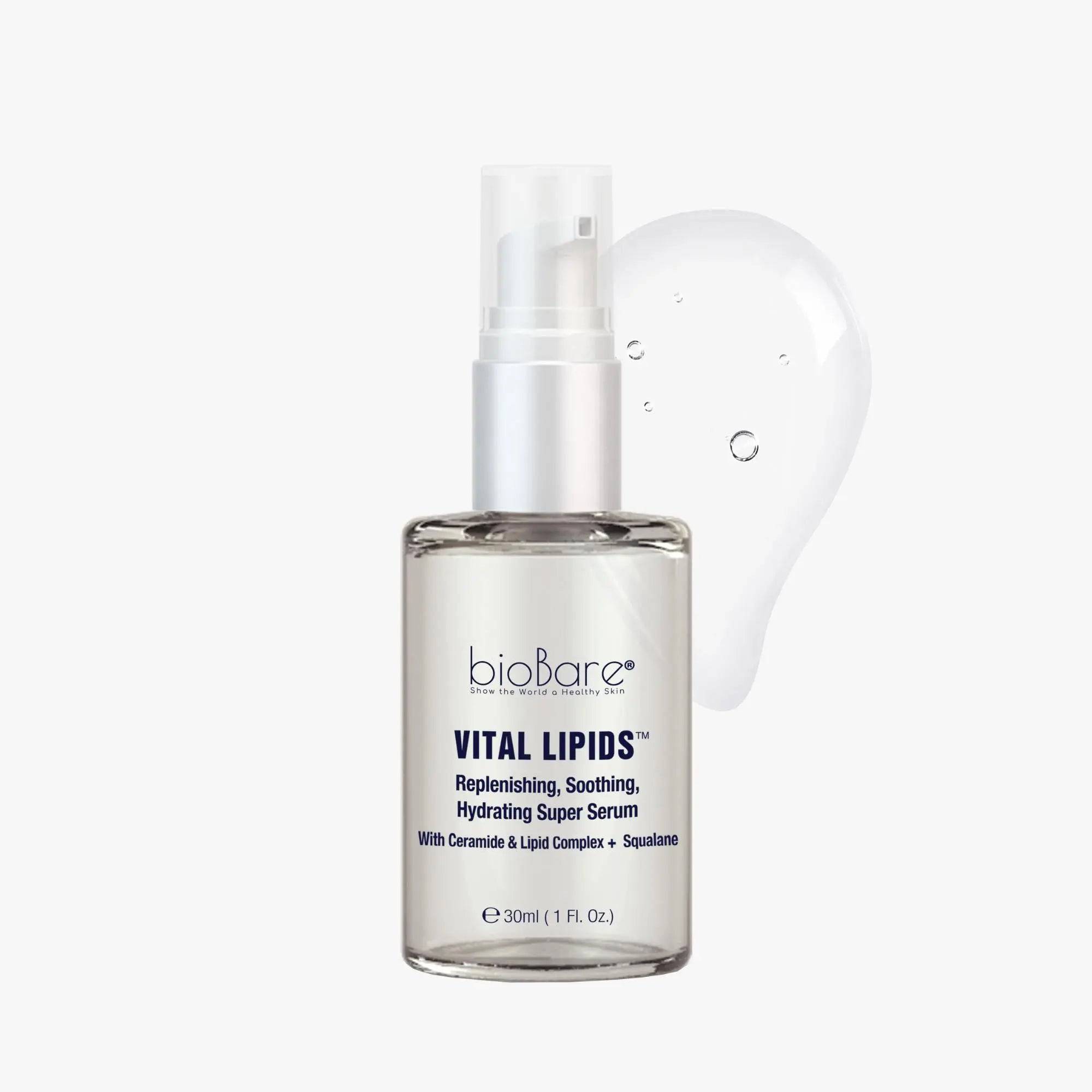 bioBaree Show the World o Healthy Skin i VITAL LIPIDS : Replenishing, Soothing, Hydrating Super Serum With Ceramide Lipid Complex Squalane 30ml 1 Fl.0z 