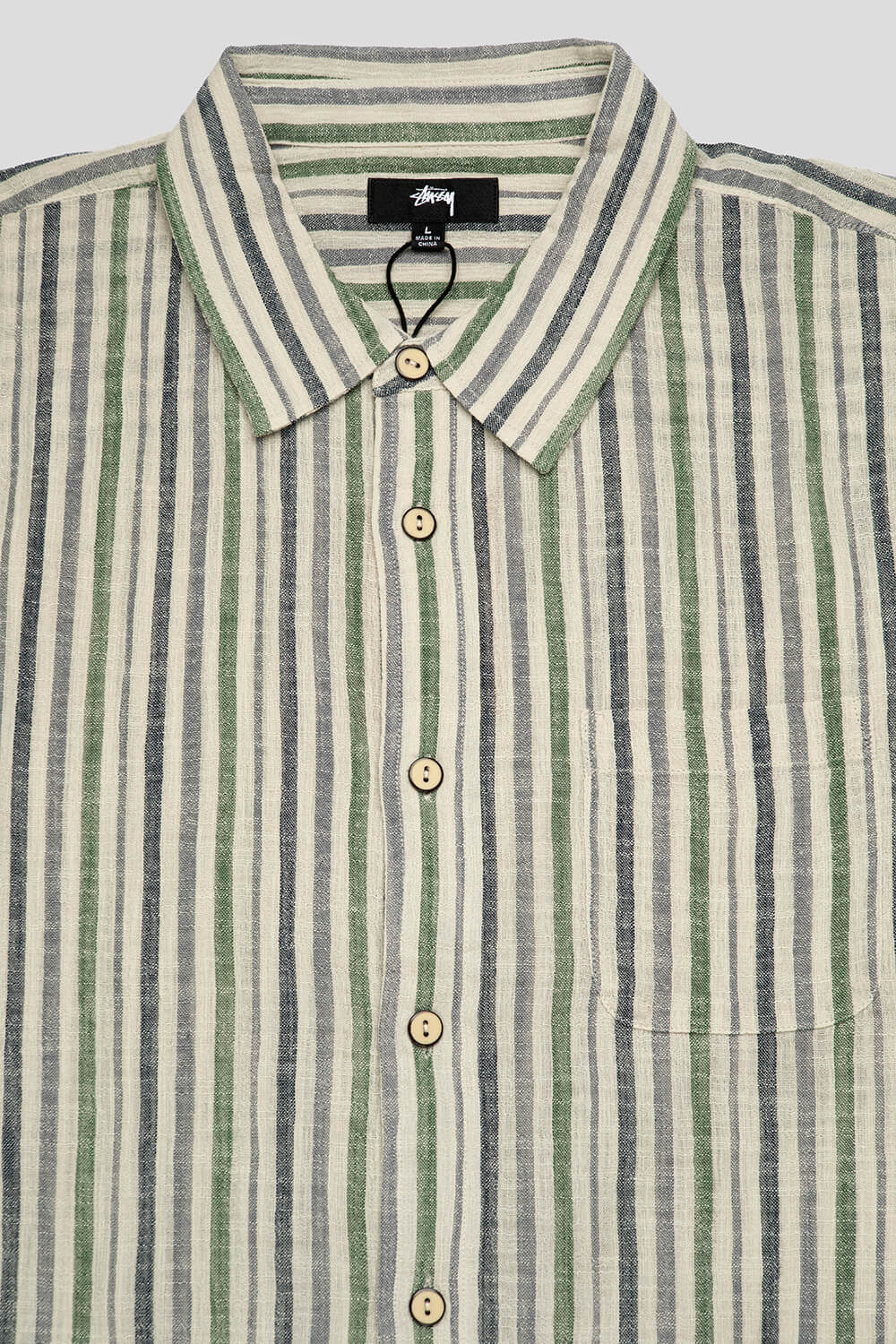 深緑(ふかみどり) stussy wrinkly cotton gauze shirt 22ss | www
