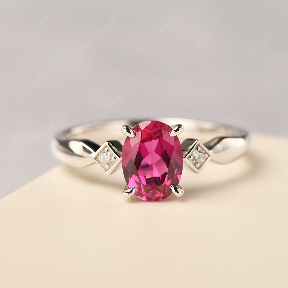 8.0mm Cushion-Cut Lab-Created Ruby and 1/15 CT. T.W. Diamond 