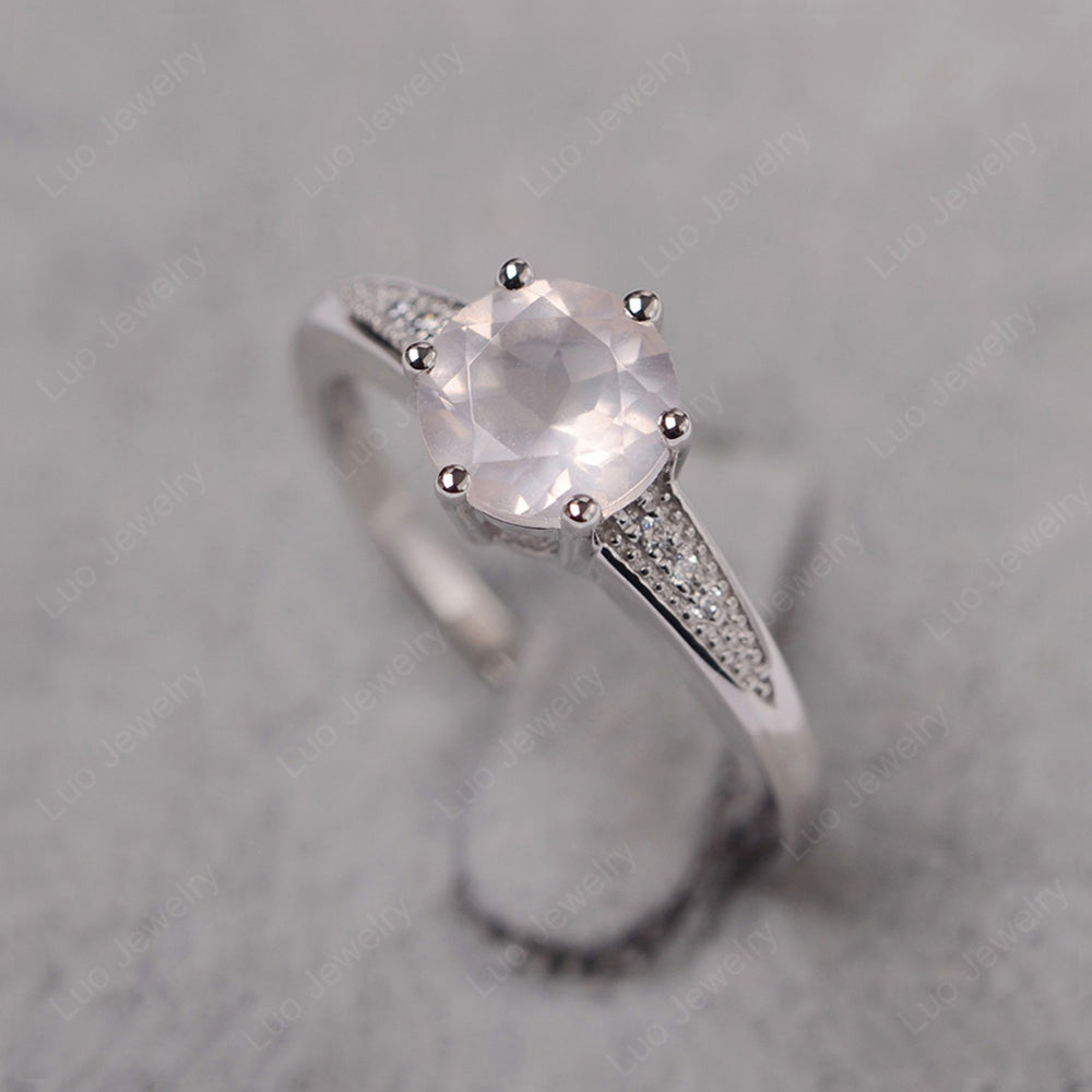 Round Cut Rose Quartz Engagement Ring | LUO