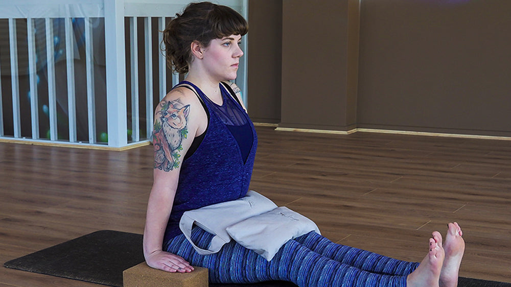 Dandasana (Staff Pose) with yoga sandbags