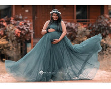 Load image into Gallery viewer, G319 (3), Blue Maternity One Shoulder Gown, Size (XS-30 to XL-44)