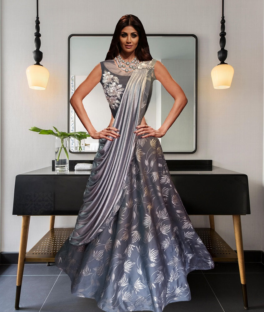 L5, Grey Saree Gown (Shilpa Shetty), Size (XS-30 to XXL-42 ...