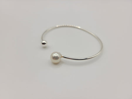 Sterling Gray Pearl Bangle LG | Denise Turner Jewelry