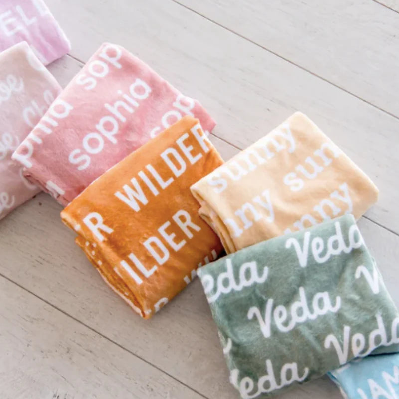 Plush Minky Fleece Personalized Blanket | Repeating Name
