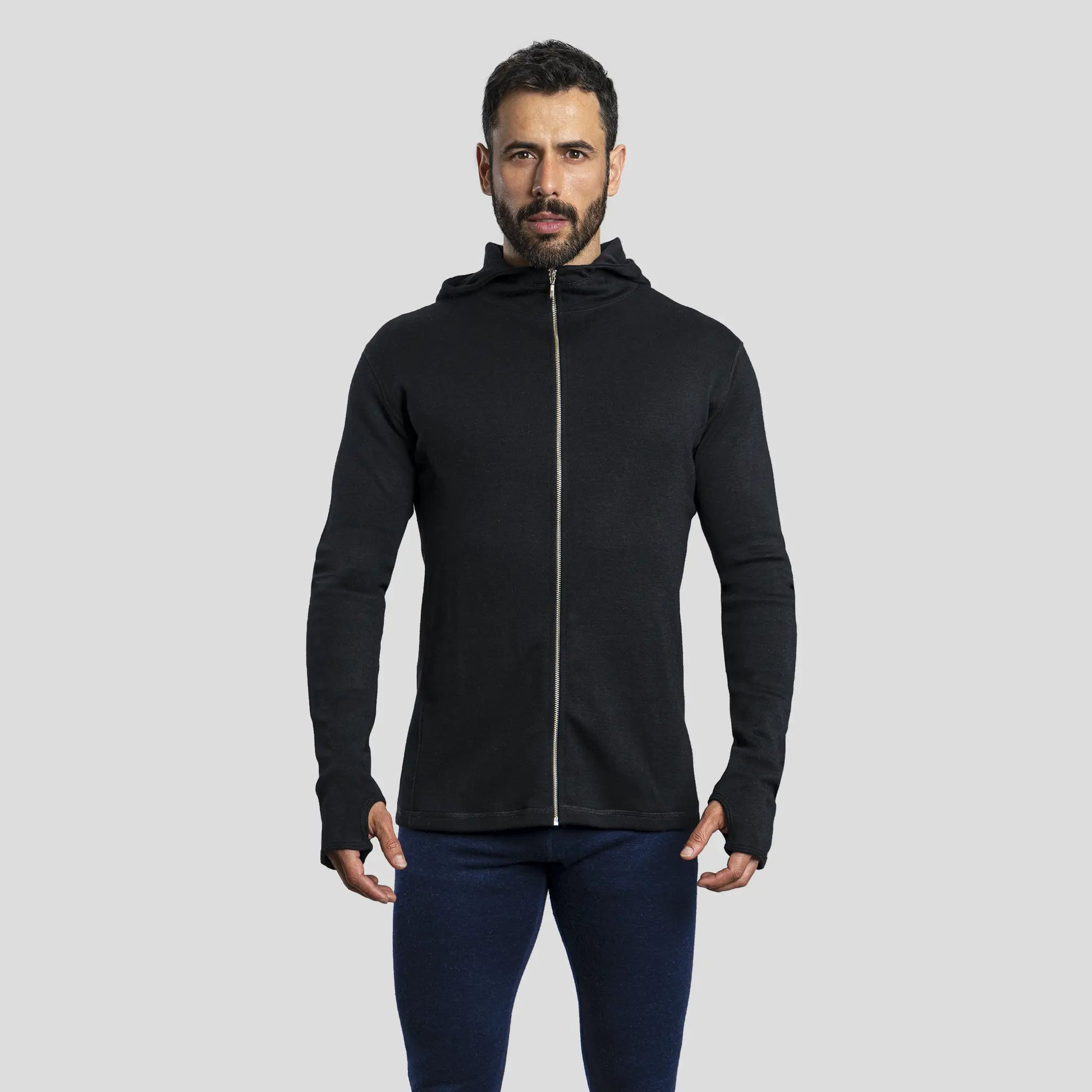 Men's Alpaca Wool Full-Zip Hoodie: 420 Midweight | Arms of Andes