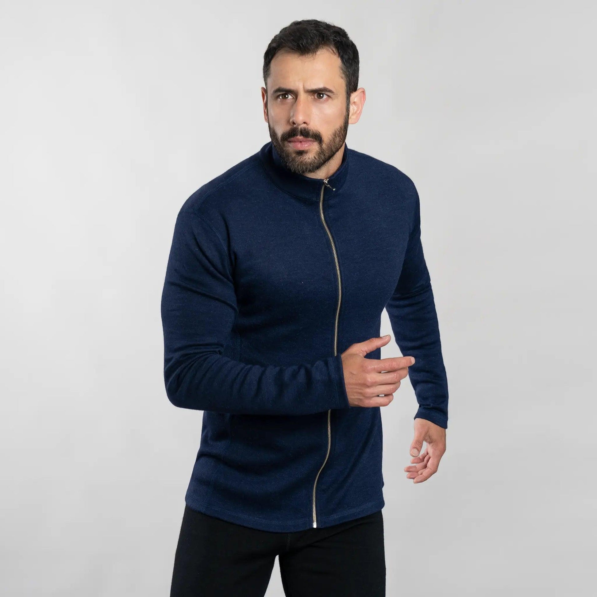 Men's Alpaca Wool Full Zip Jacket: 420 Midweight | Arms of Andes