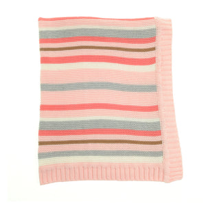 Ziggle Baby Girl Blanket Pink & Grey Stripes