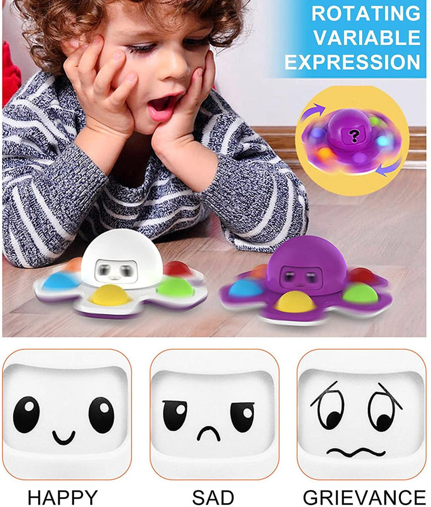 Jouet Fidget Push It Pop, Jouet Octopus à visage changeant, Jouet en silicone anti anxiété/stress pour enfants et adultes.