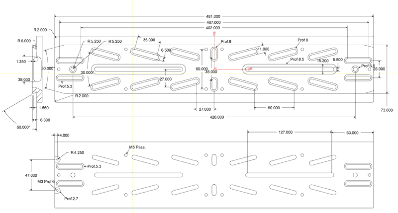 Geoptik Losmandy dovetail bar 481mm schematic