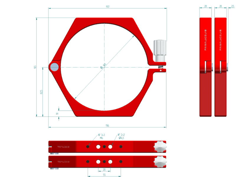 Prima Luce Lab PLUS 145mm telescope tube rings dimensions