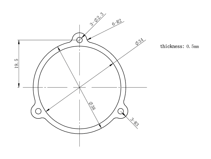 ZWO EFW 7 x 36mm Filter Masks schematic