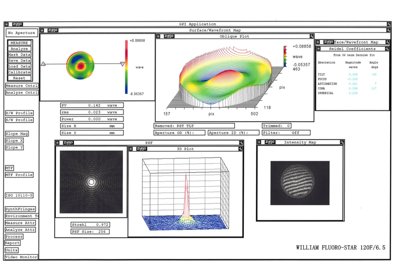 FLUOROSTAR 120 F/6.5 APO TRIPLET Zygo test report