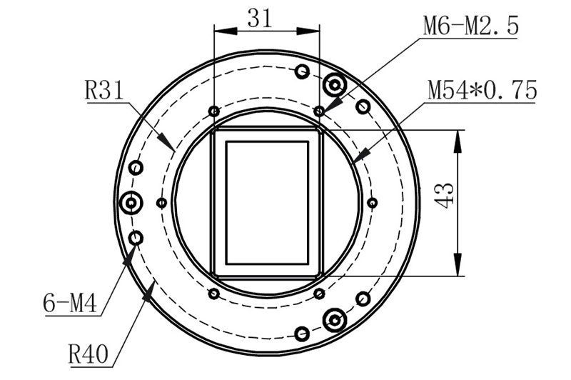 ZWO M54 Sensor Tilt Adapter Plate schematic